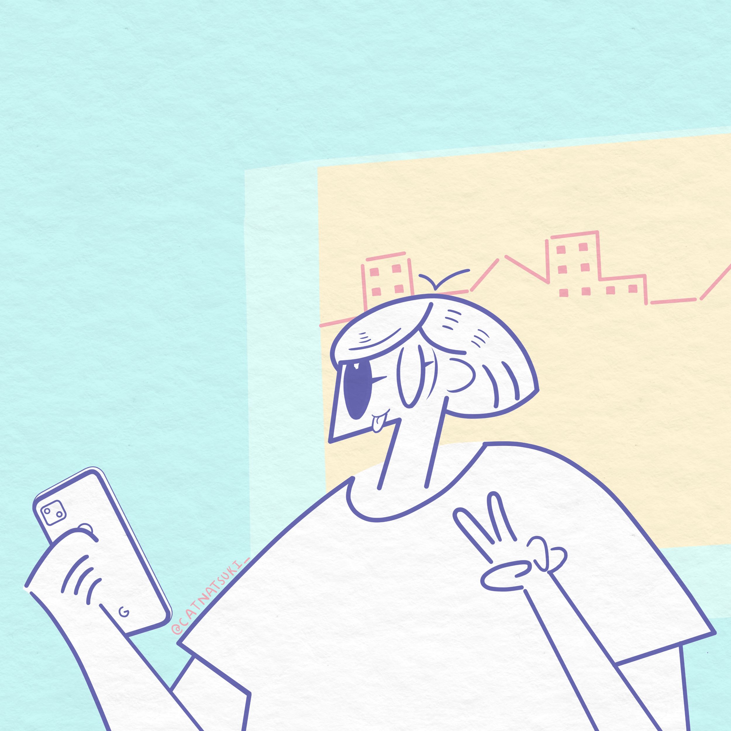 Illustration of a person taking a selfie.